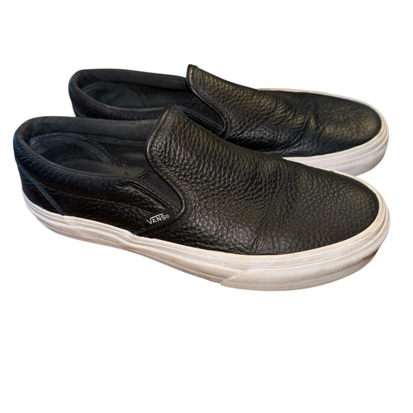 Vans Classic Black Slip-On Leather Shoes - Picture 2 of 8